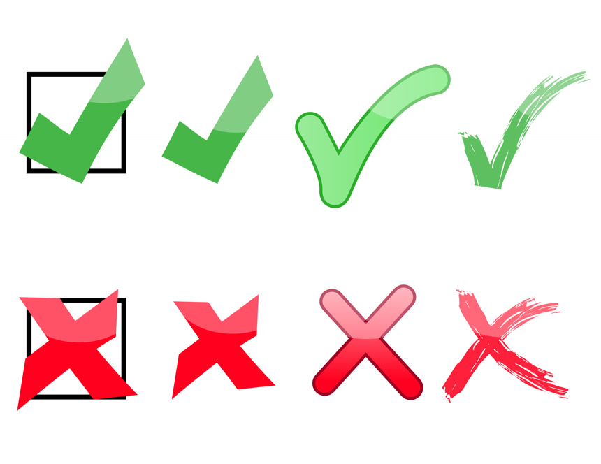 正确和错误的标识图标白底图