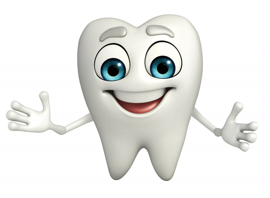 3D立体卡通牙齿小人医疗保健宣传白底图 