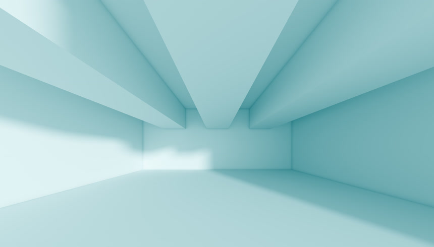 3D建模抽象的浅蓝色城市建筑背景图