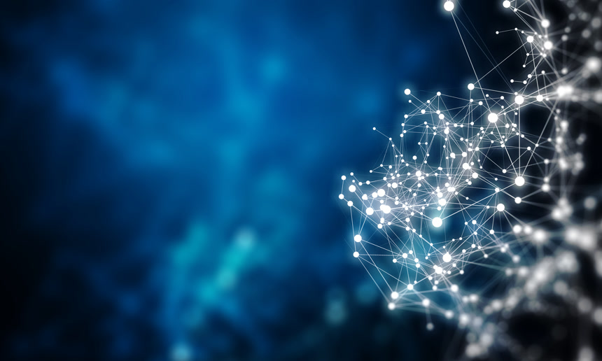 蓝色科技点线连接抽象科技背景