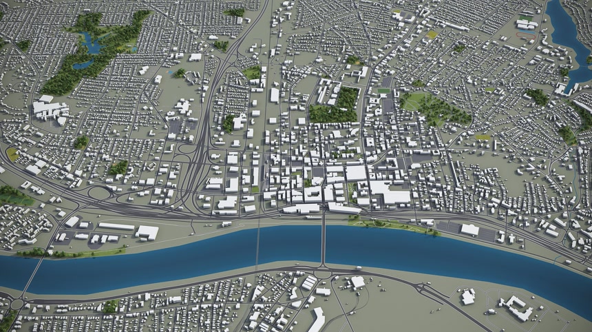 3D渲染城市规划建筑模型