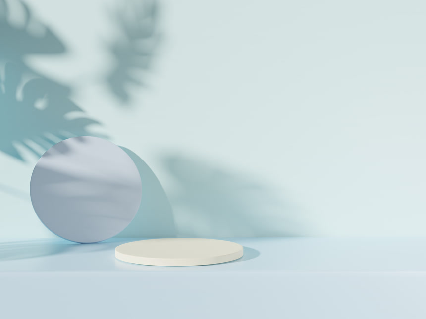 产品展示背景3D渲染设计粉红圆形底座设计