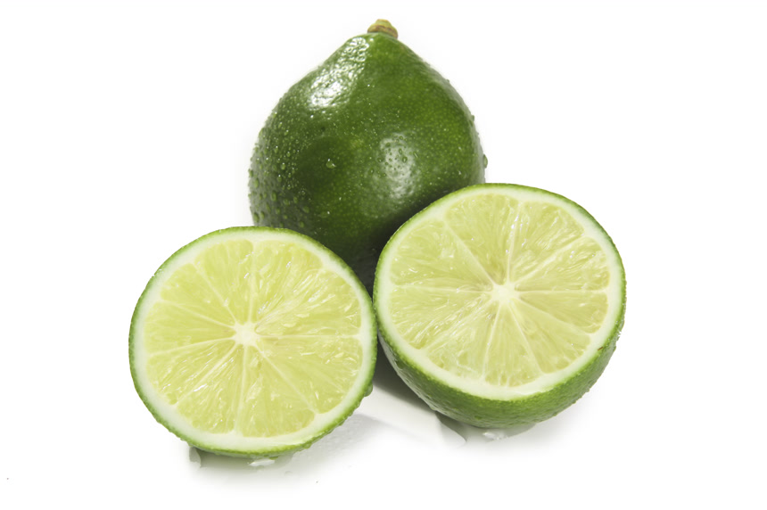 白底上的无籽青柠檬