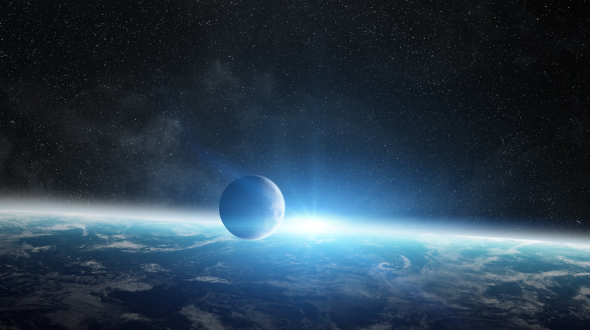 地球在太空中航天航空科技