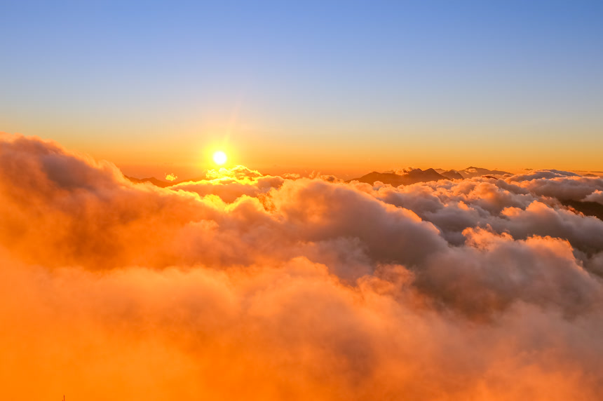 唯美夕阳云海日出小清新电脑壁纸背景