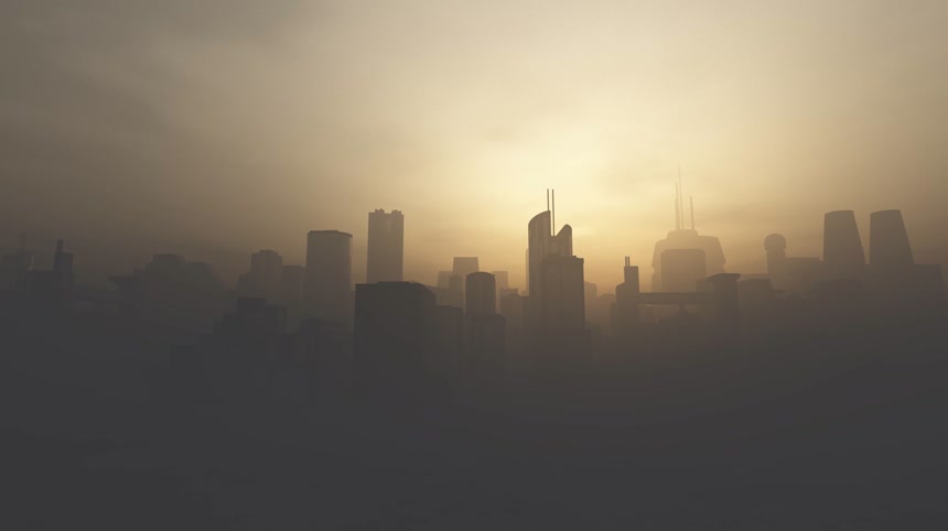 严重空气污染烟雾中的城市剪影城市风景