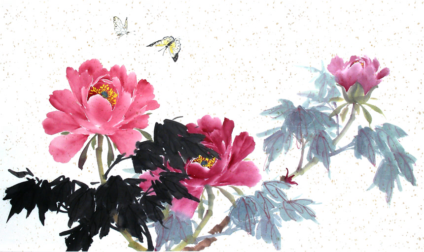 中国绘画水墨材绘画中国牡丹图