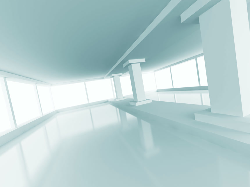 3d渲染空展厅建筑模型空间感白色简约