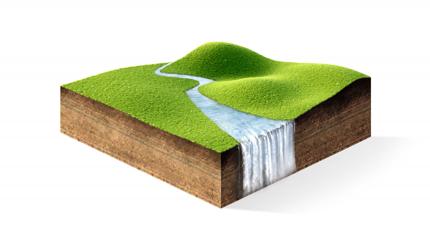 截面的小岛3D插画