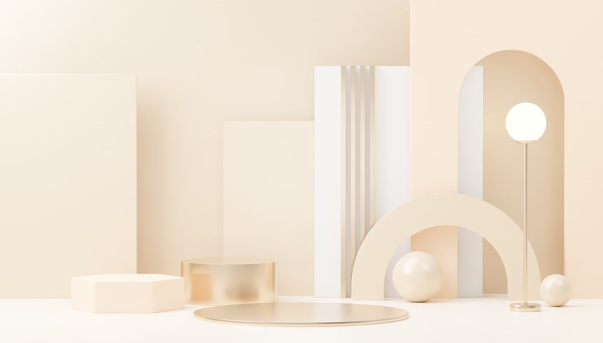 3D渲染产品展示和广告的抽象显示平台促销展台