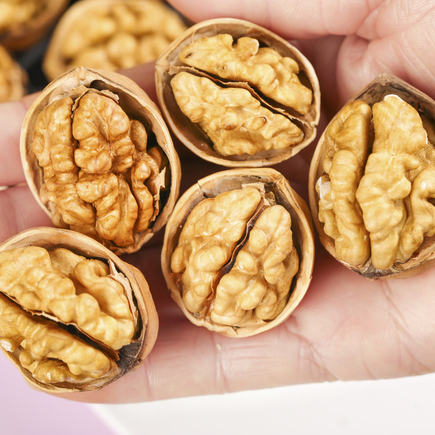 浅底上的核桃仁