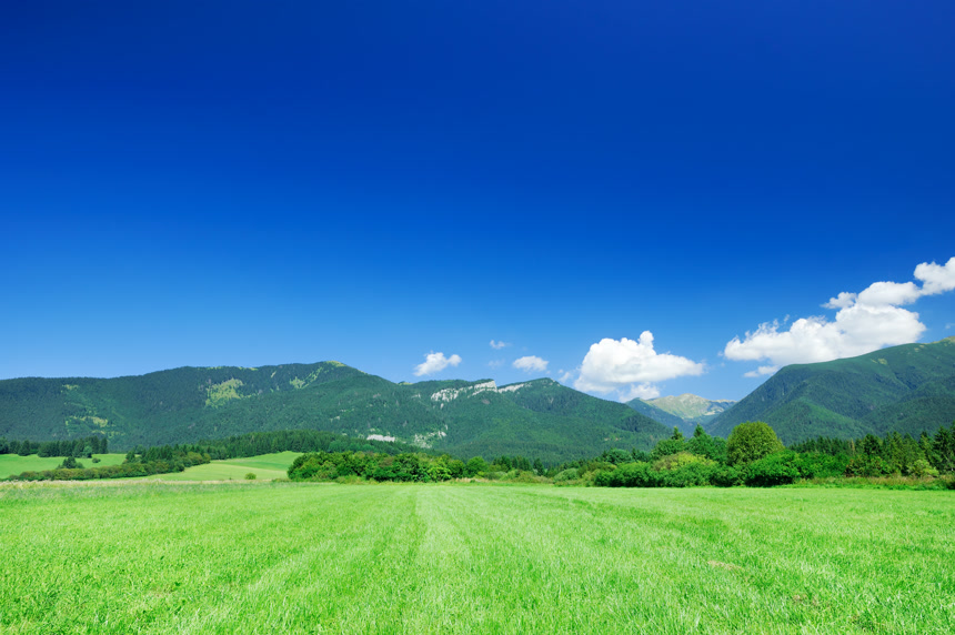 绿色田野高山电脑桌面风景壁纸