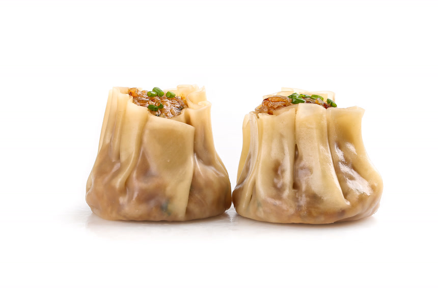 白底上的糯米烧麦