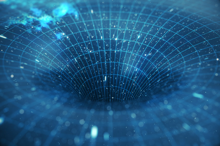 3d渲染的插图隧道或虫洞科幻场景