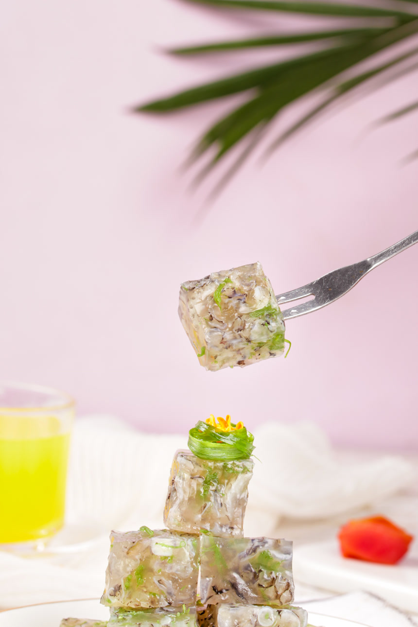 浅底上的鱼皮冻