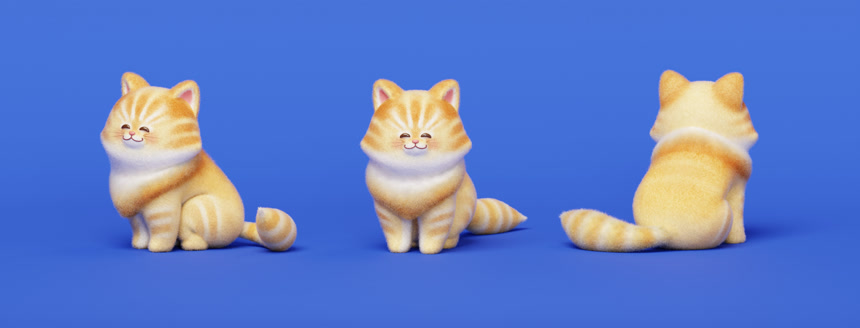 可爱的猫咪3D卡通手绘立体插画背景