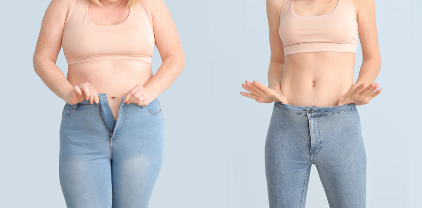 妇女在体重减轻前后的体重减轻健康生活方式