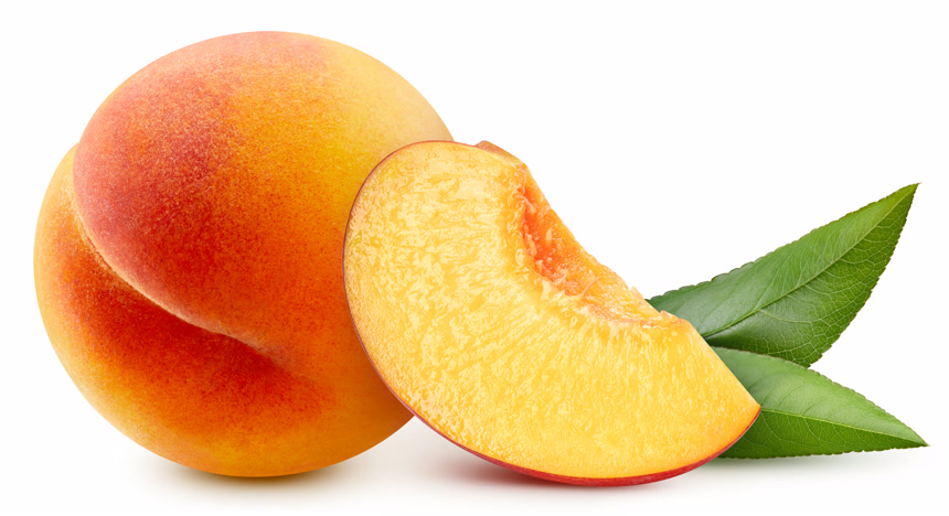 白色背景上新鲜的桃子水果店宣传