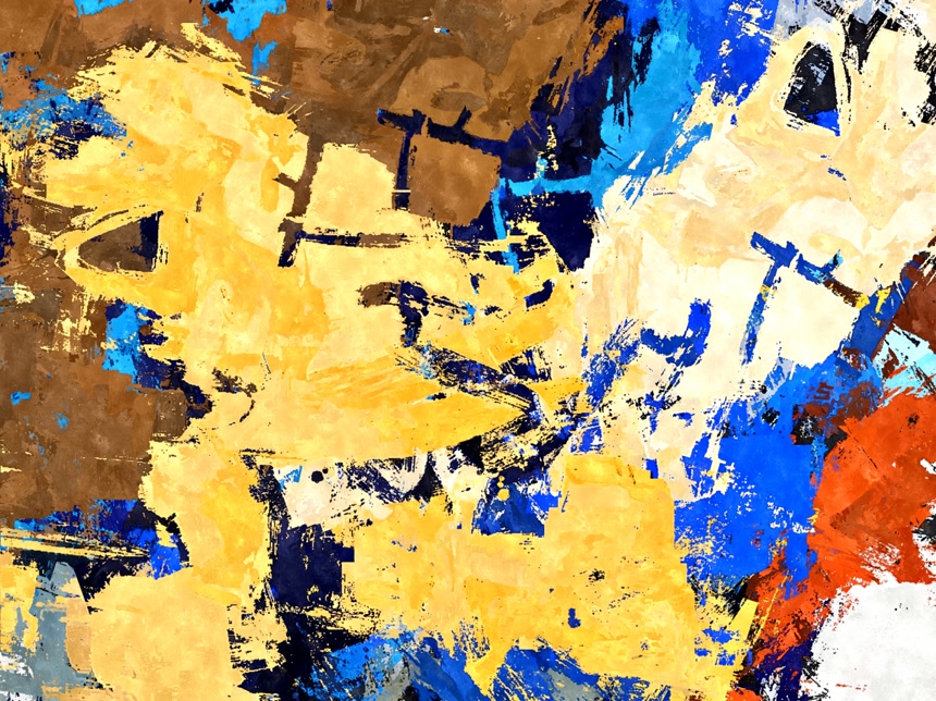 用不同大小和形状的刷子模糊的斑点彩色油漆笔迹的纹理油画背景