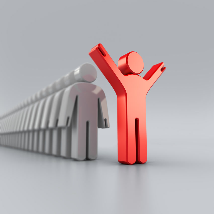 三维立体小人领导者素材元素灰底图