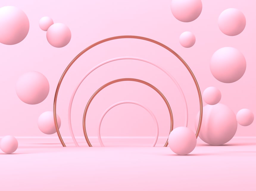 化妆品展示的空陈列柜广告模仿背景.3D渲染