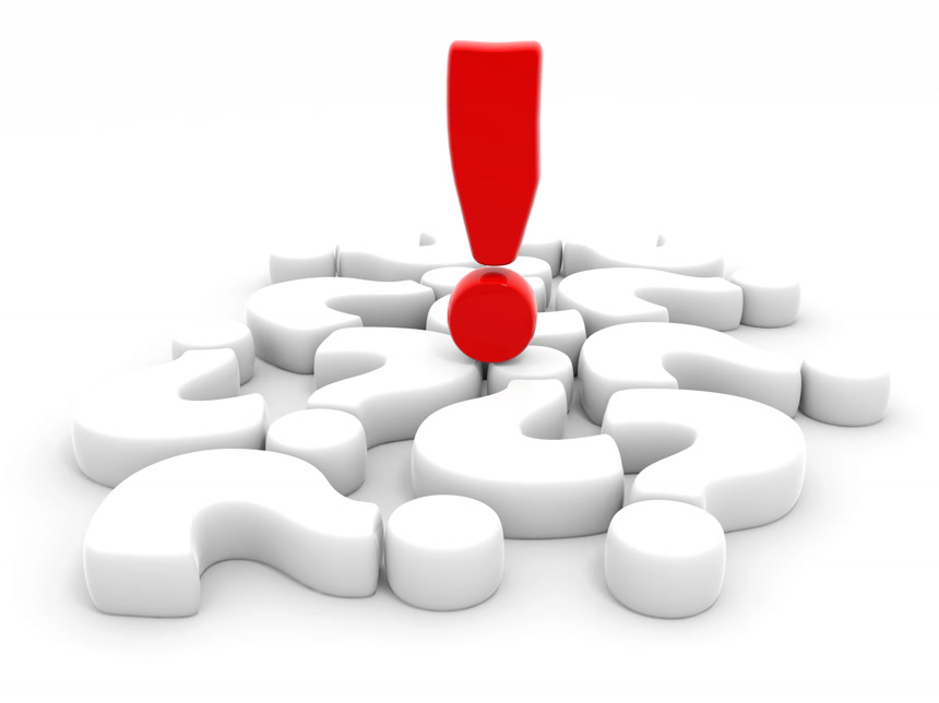 红色感叹号和白色问号白底图