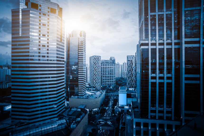 上海市市中心商务区高楼大厦城市建筑航拍