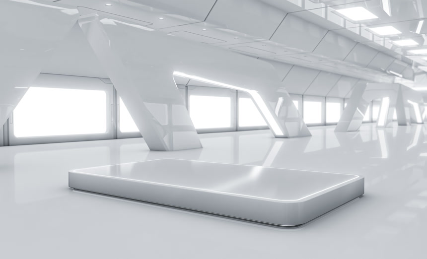 白色科幻现代未来主义基础产品展示产品展示台3D渲染设计