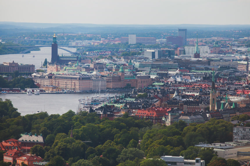 斯德哥尔摩超广角全景鸟瞰图城市景观
