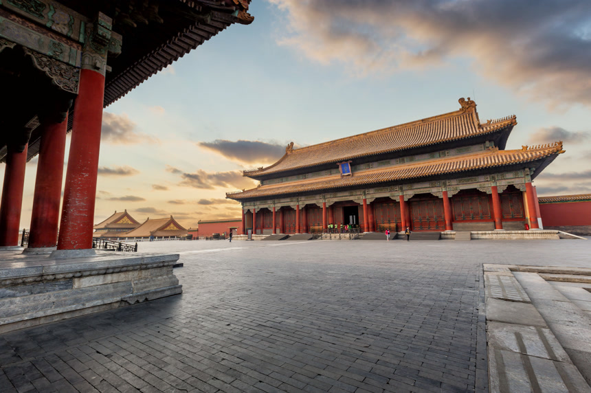 黄昏中的北京市紫禁城的旅游风景