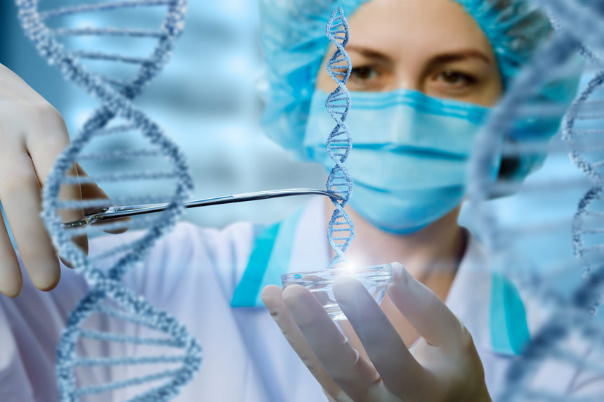 研究员持有 Dna 样本3d渲染图  Dna 检测的概念