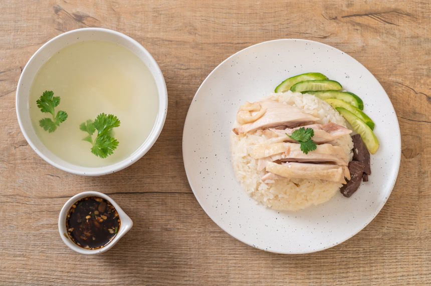 海南鸡饭亚洲风味美食背景壁纸 