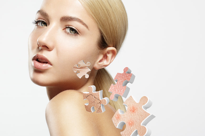 女人的皮肤问题标志美容院宣传