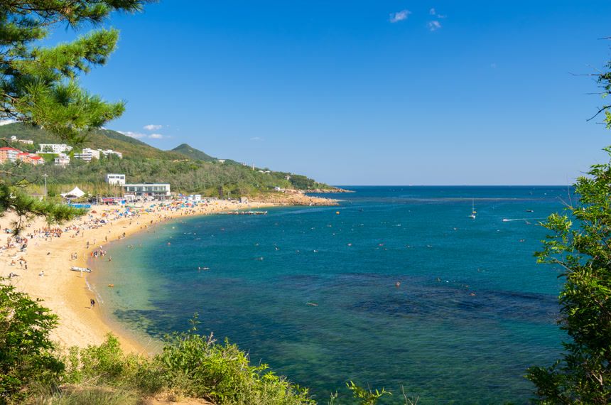 晚夏大连金石国家地质公园及滨海路的风景