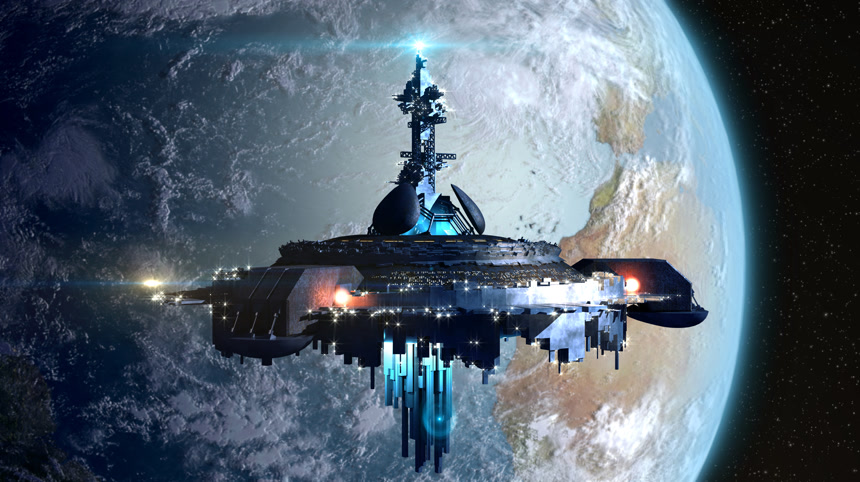 靠近地球的外星人母舰航空航天