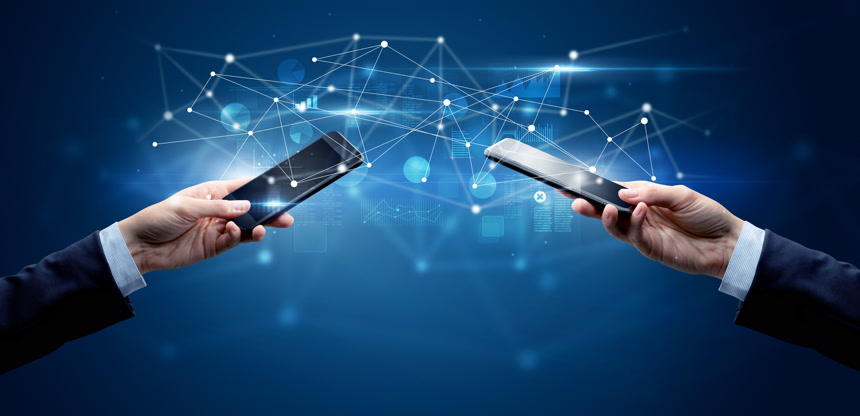 智能手机共享业务数据3d视图概念