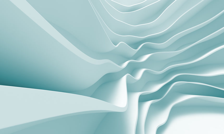 蓝色波浪线型抽象建筑设计