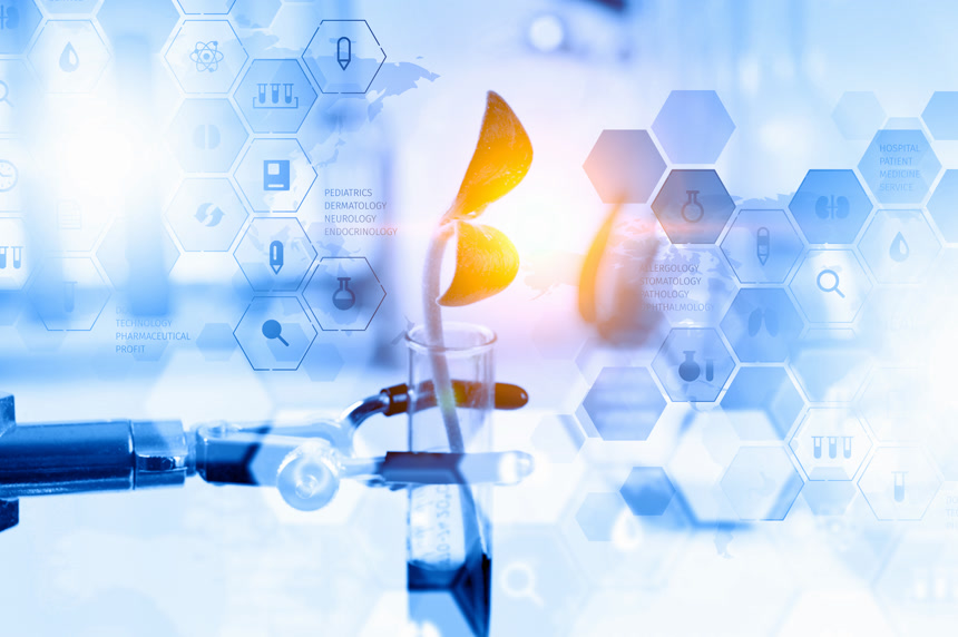 化学公式和化学仪器展示图医疗科技