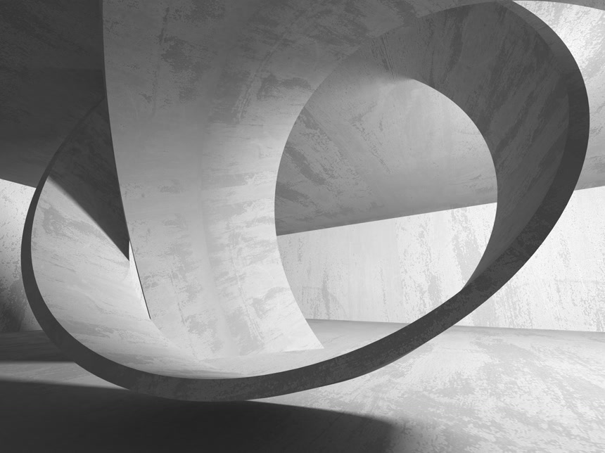 抽象几何混凝土建筑背景3d 渲染图