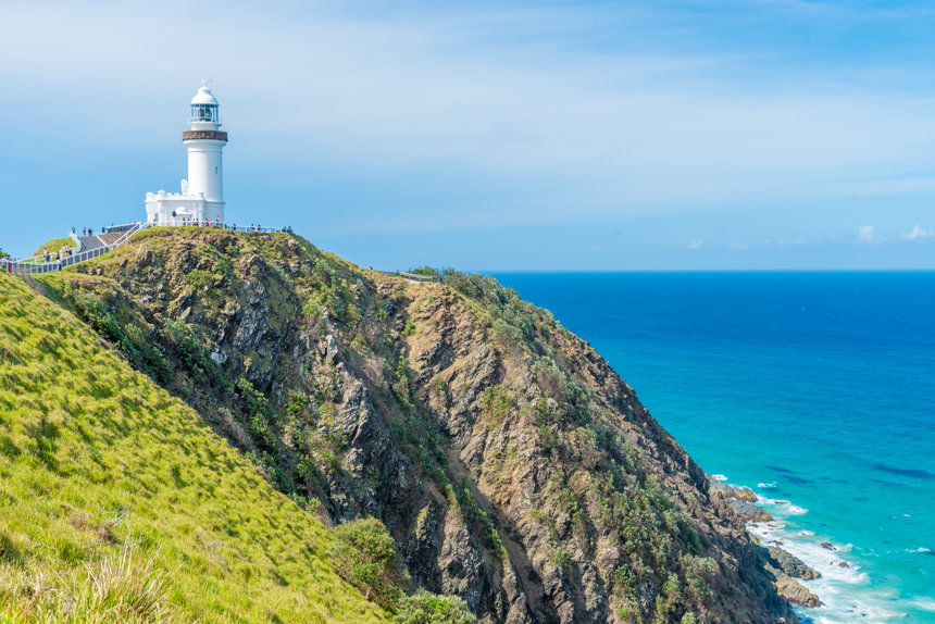澳大利亚拜伦湾最东点的拜伦灯塔的海洋景色风景景观
