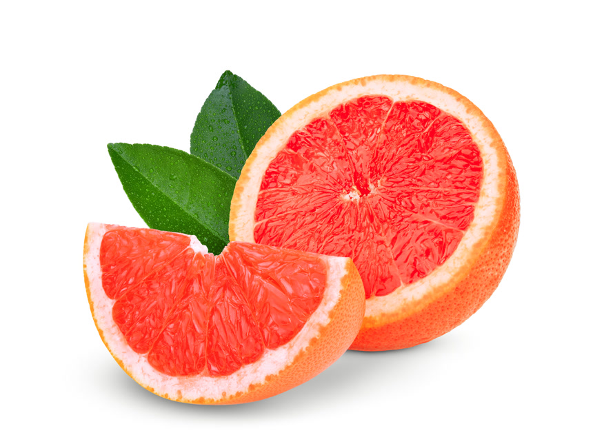 绿色叶子的半片柚子白底图  水果店广告宣传图