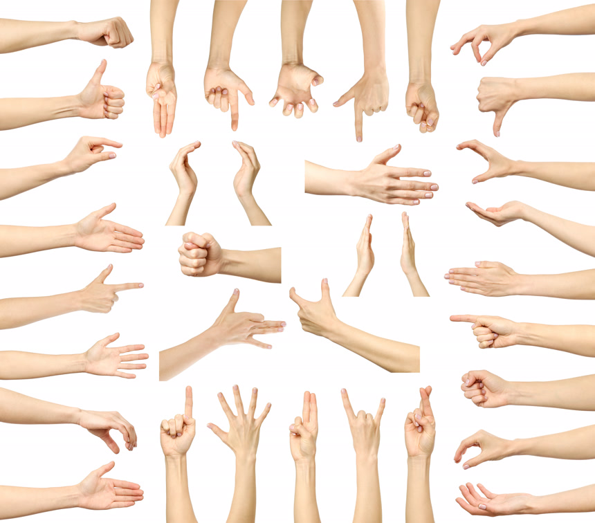 手势多个图像集白底图视频元素 广告设计