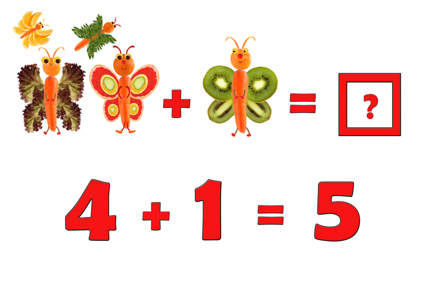 白色底图上的学龄前儿童的教育数学的插图