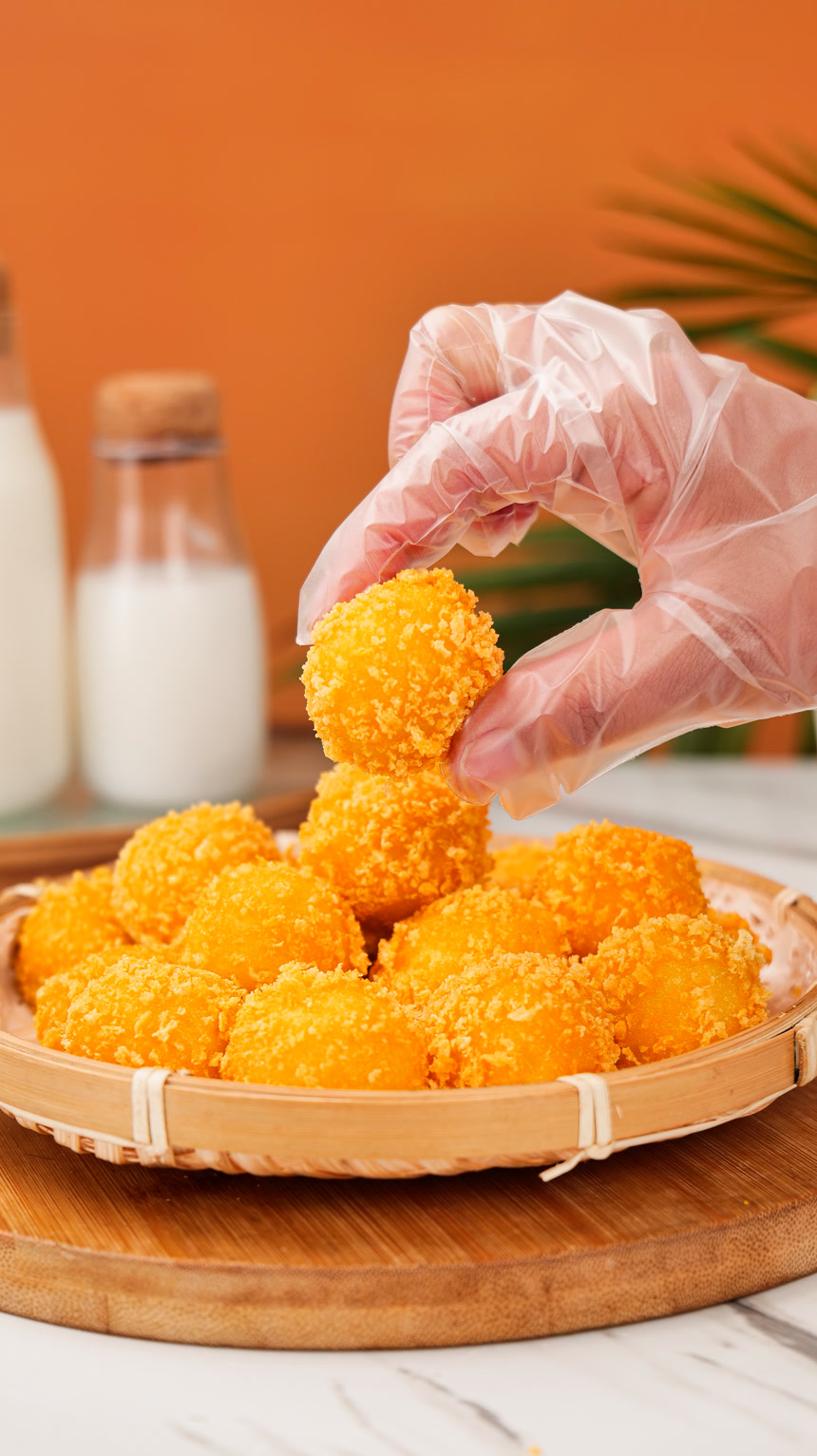 浅底上的炸汤圆