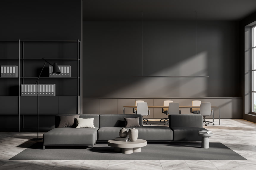 灰色简约客厅室内设计房产宣传