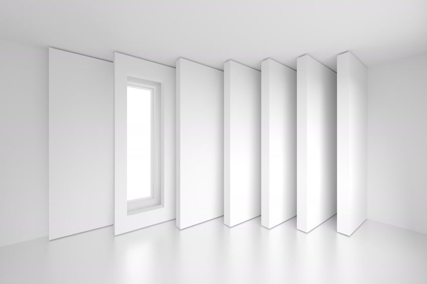 3d白色现代背景建筑插画