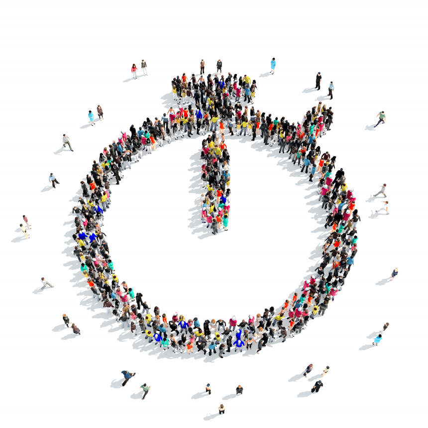 人群围成的时钟图案标志