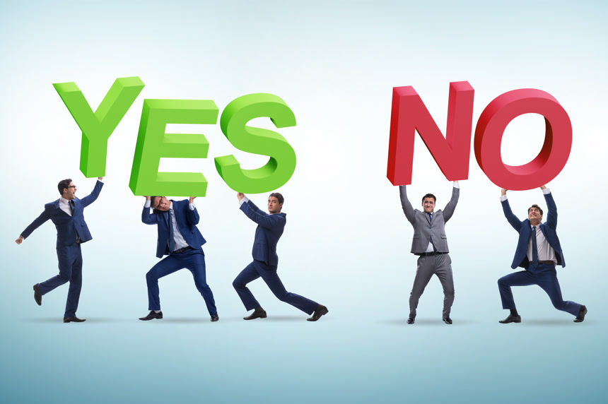商人举牌Yesno生活方式