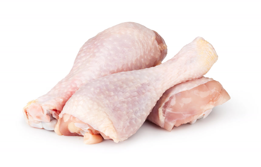 三个叠放起来的鸡腿肉类食材素材白底图