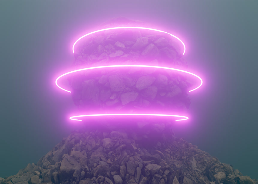 科幻虚拟发光被套住的石块科学技术